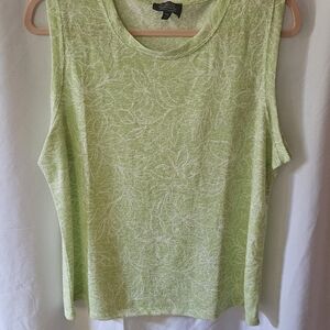 Women's Light Green Floral Muscle Tee